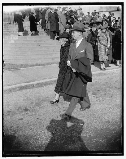Mrs. Claude Swanson, wife of the Sec. of the Navy, with her son, Douglas Hall, at the Thanksgiving services at the Washington Cathedral