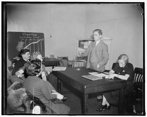 Federal workers school. Arthur Goldschmidt, executive officer of the new federal workers school, outlines plans for the new project to Educational Committee of the United Federal Workers of America. 11/30/37