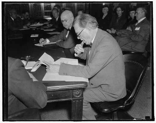 Veteran Idaho legislator. Washington, D.C., Dec. 4. A new informal picture of Senator William E. Borah, made as he attended a meeting of the Senate Judiciary Subcommittee today. 12/4/37