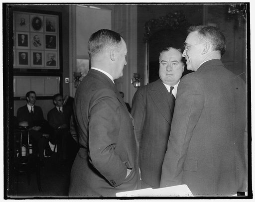Questioned by senate Judiciary subcommittee. Washington, D.C., Dec. 4. Prof. Henry W. Edgerton, (right) recently nominated by President Roosevelt for the U.S. Circuit Court of Appeals, as he appeared at the Capitol for questioning by the Senate Judiciary Subcommittee in regard to whether he opposed 