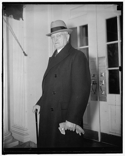 Calls on president. Washington, D.C., Dec. 9. Appearing hale and hardy, General John J. Pershing was a caller on President Roosevelt today. 12/9/37