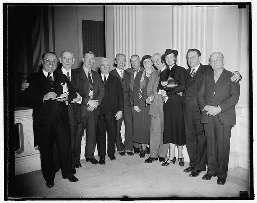 Left to right: Dr. E.E. Soukup, Dr. George T. McCollum, [...] Murray, [...] Nichols, George [...], P.W. T[...], W. LL Mur[...], Dr. A.J. [...], Rose Dyvig, Prof. O.G. Davis, Dr. O.M. Morris