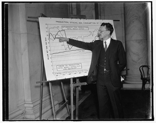 Before Senate Unemployment Committee. Washington, D.C., Jan. 13. F.G. Tryon, of the market statistics unit of the National Bituminous Coal Commission, who told the Senate Committee on Unemployment that four years of rising production and employment in the soft coal industry from 1933 to 1937 left it