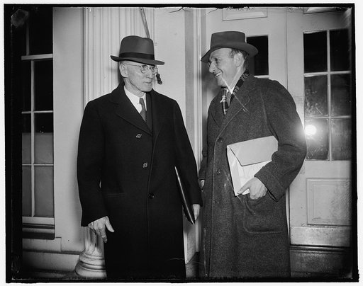 Dr. Harecourt Morgan, left, vice chairman of T.V.A. David K. Lilienthal, right