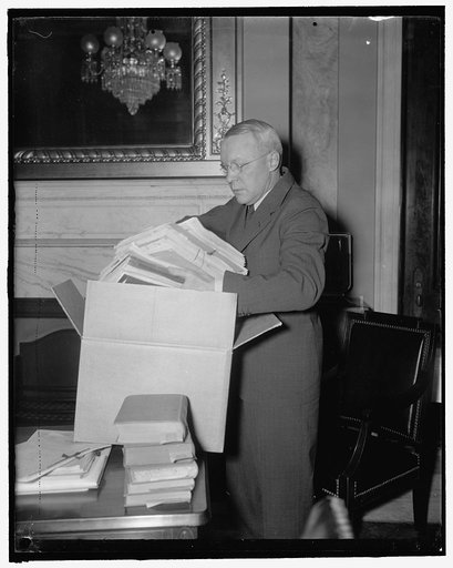 Burlew before Senate Public Lands Committee. Washington, D.C., Jan. 21. Hearing by Senate Public Lands Committee to determine the qualification of Ebert. Burlew nominated Assistant Sec. of the Interior, Veered from its original course to probe of wire tapping in the department and the study of recen