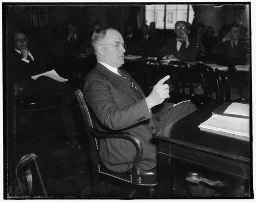 Senator testifies before Senate Committee. Washington, D.C., Jan. 27. Senator Edward R. Burke, of Neb. appearing before a Senate Judiciary Subcommittee which opened hearings on his resolution to authorize an inquiry of the NLRB, Sen. Burke, declared that the Federal Agency has created "widespread di