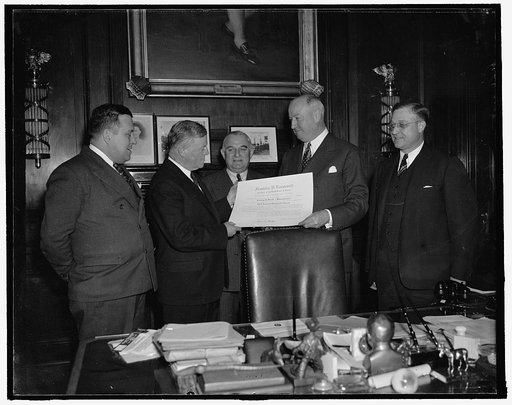 Pennsylvanian is commissioned as third Assistant Postmaster General. Washington, D.C., Feb. 1. Ramsey Black, of Harrisburg, PA., was today sworn in and presented with his commission as third Assistant Postmaster General by PMG James A. Farley. Black succeeds the late Clinton B. Eilenberger. In the p