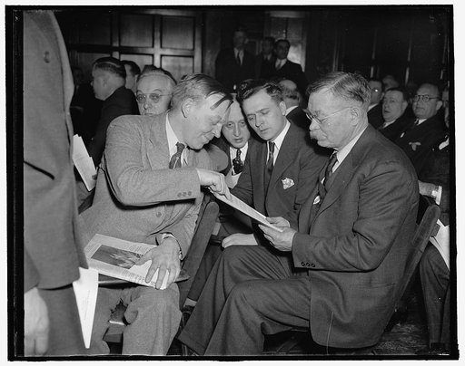 Butcher, baker, and candlestick maker. Washington, D.C., Feb. 2. Nearly a thousand small business men from all sections of the country and representing all types of business converged on Washington today for the Small Business Conference called by President Roosevelt. Here we see, left to right: Ell