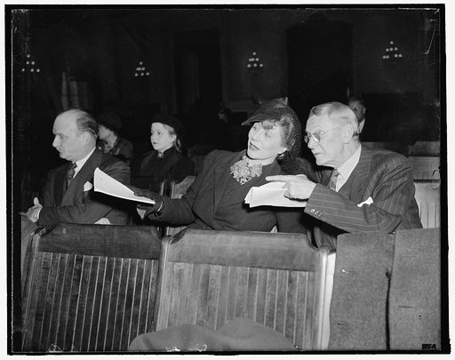 Backs plan for Federal Department of Art, Science, and Literature. Washington, D.C., Feb. 7. Declaring that no form of subsidy would bring more immediate cultural returns, Blanche Yurka, blonde stage star, today testified before the House Committee on Patents in behalf of the proposed Federal Depart