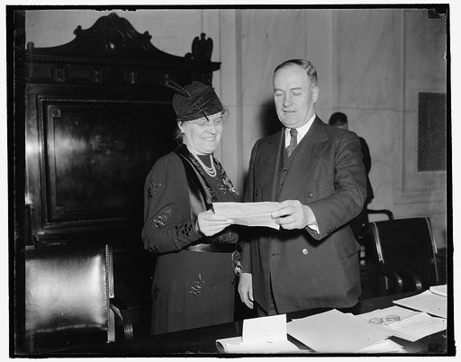 Urges equal rights for women. Washington, D.C., Feb. 9. Mrs. Emma Guffey Miller, Democratic National Committeewoman from Pennsylvania and a sister of Senator Joseph Guffey, urged approval of the Burke Constitutional Amendment for Equal Rights for Women as she testified before the Senate Judiciary Su