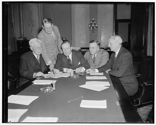 Bill to appropriate $8,000,000,000 for superhighways. Washington, D.C., Feb. 16. The Senate Banking and Currency Subcommittee started hearing today on the proposed Bulkley Bill to Appropriate $8,000,000,000 to construct 10 superhighways throughout the United States, those who are planning the hearin