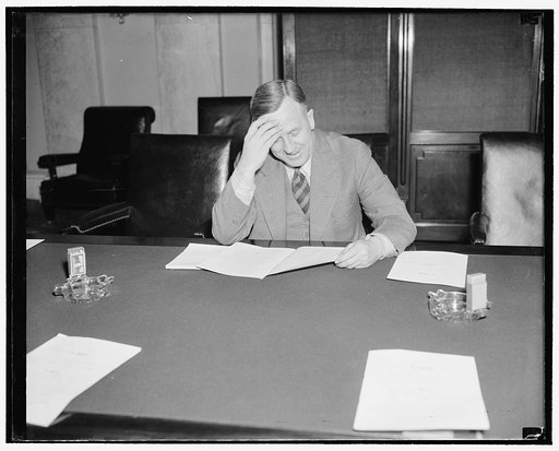 Senator from New Hampshire. Washington, D.C., Feb. 18. United States Senator Prentiss, of New Hampshire, pictured at a recent senate hearing, 2/18/38