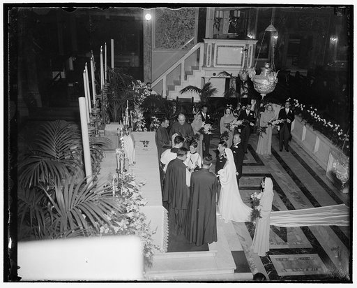 Diplomatic wedding. Washington, D.C., Feb. 19. A colorful diplomatic wedding took place at St. Matthew's Church today when Senorita Graciela Trucco, daughter of the Chilean Ambassador, Don Manuel Trucco, became the bride of Don Fernando Illanes of the Chilean Dipolomatic Service. The best man, Alfon