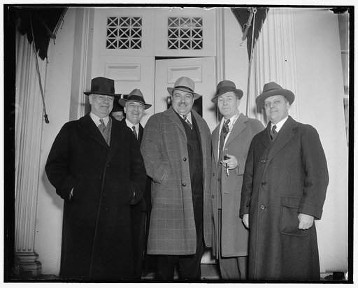 Congressmen. I.M. Crosby, Ira Drew, Dewey Johnson, H.R. Shepherd, G.R. Withrow. [...]al White House, 2/17/38