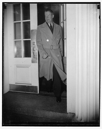 John D. Biggers, Chief of the unemployment census, shown leaving the White House after one of his conferences with the president, 2/25/38
