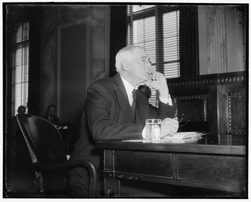 Nation must make choice--Bernard Baruch Washington, D.C., Feb. 28. Appearing before the Senate Unemployment and Relief Committee today, Bernard Baruch, noted Financier, declared that the nation must choose between the "profits system and the hope of gain" and "the new European ideas of state regulat