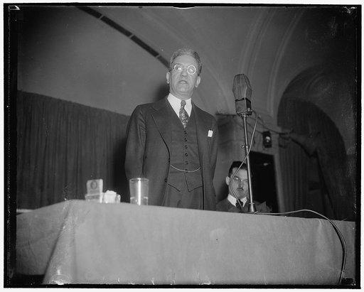 Forceful speaker. Washington, D.C., March 1. A new informal photograph of Justice Ferdinand Pecora of the New York Supreme Court, who was recently elected President of the National Lawyers Guild, 3/1/38