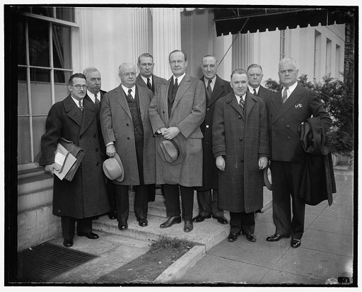 Senator Robert J. Bulkle, of Ohio, with Build America group at White House, 3/8/38