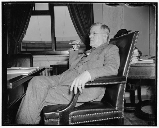 Senator from Wyoming. Washington, D.C., March 18. Senator H.H. Schwartz of Wyoming, pictured as he attended the hearing of the Senate Lobby Committee today, 3/18/38