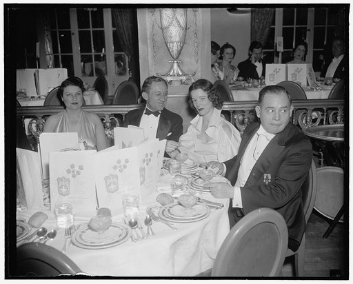 Order of Ahepa banquet; Sen. Carl Hatch, Mrs. Sherwood Jones, Soterios Nicholson