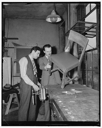 Adrian Dornbush and chair, 4/13/38
