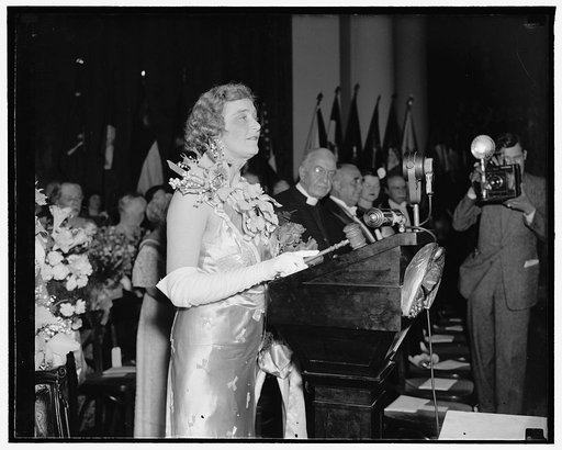 47th D.A.R. Continental Congress called to order. Washington, D.C., April 18. With Mrs. William A. Becker, President General for the last three years, wielding the gavel at the 47th Annual Continental Congress of the Daughters of the American Revolution convened in Constitution Hall tonight, 4/18/37