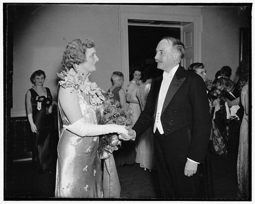 New French Ambassador welcomed to D.A.R. Congress. Washington, D.C., April 18. Mrs. William A. Becker, President General of the Daughters of the American Revolution, welcomes the French Ambassador Count De Saint-Quentin to the opening sessions of the 47th Annual Continental Congress which convened t
