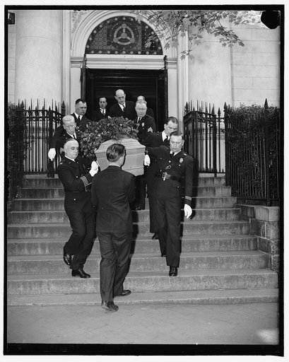 Last rites for Marshal of U.S. Supreme Court. Washington, D.C., April 28. Funeral services for the late Frank Key Green, Marshal of the United States Supreme Court for the last 23 years, were conducted today at Holy Trinity Catholic Church here. Chief Justice Charles Evans Hughes and Associate Justi