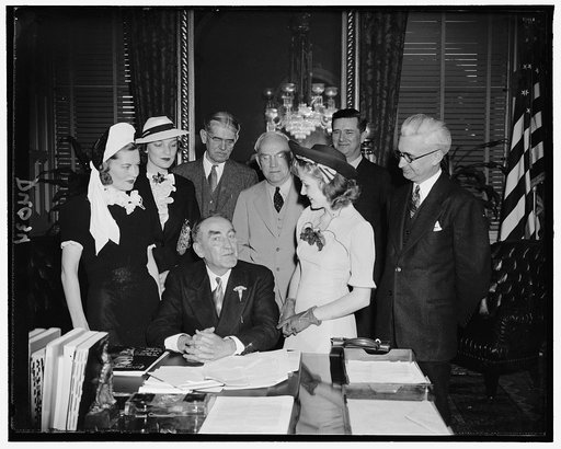 Speaker William Bankhead at desk; with group