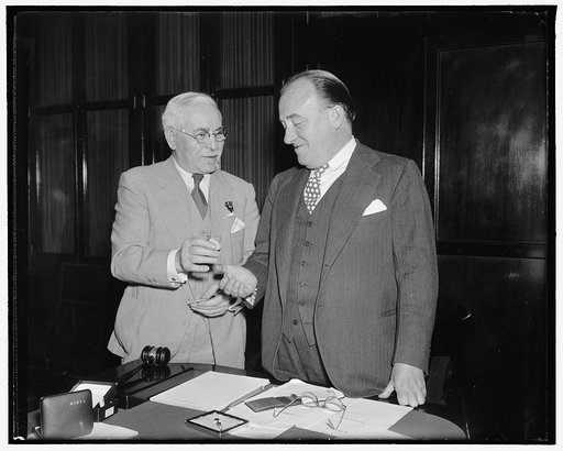 16 Years on the House Rules Committee. Washington, D.C., May 26. The House Rules Committee today presented to Chairman John J. O'Connor, 16 years a member of the House Rules Committee, a watch and pocketknife. The presentation swas mde by Rep. Adolph Sabath, Dean of House, 5/26/38