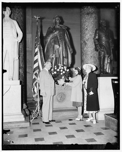 Birthday of confederate hero observed. Washington, D.C., June 4. The 130th anniversary of the birth of Jefferson Davis, president of the short lived war, was observed at the Capitol today when Miss Imogene Smith, President of the Charles M. Stedman Children of the Confederacy, placed a wreath at his