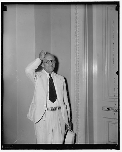Refuses to comment. Washington, D.C., June 8. Chairman Frank McNinch of the Federal Communications Commission leaving the House Rules Committee hearing room today refused to comment on secret testimony given by FC Commissioner George H. Payne. Later members of the [House Rules Committee] said that P