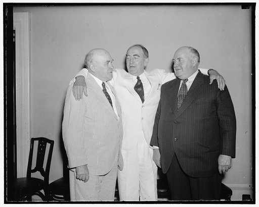 Bankheads get together. Washington, D.C., June 8. The Bankheads of Alabama, Senator John H. 2nd, Speaker of the House William B., and Col. H.M. Bankhead, U.S.A. retired, as they met at the Capitol today for luncheon, a sure indication that this session of Congress is drawing to a close, 6/8/38