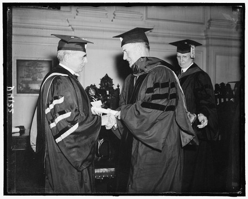 Sen. Edw. Burke receiving degree at Amer. Univ., June 1938