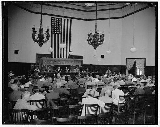 Coal Commission Moves into McLean Mansion. Washington, D.C., July 7. Surroundings fit for a king are now being enjoyed by the National Bituminous Coal Commission who have moved their headquaters into palatial mansion owned by Mrs. Edward B. McLean. The ballroom (shown above) where once [...] Preside