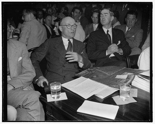 Head of Republic Steel quizzed by Senate Civil Liberties Committee. Washington, D.C., Aug. 11. Tom M. Girdler; Chairman of the Board of the Republic Steel Corp., as he appeared before the Senate Liberties Committee today, 8/11/38