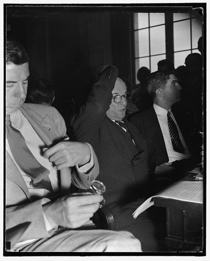 Head of Republic Steel before Senate Civil Liberties Committee. Washington, D.C., Aug. 11. Tom M. Girdler; Chairman of the Board of the Republic Steel Corp., as he appeared before the Senate Liberties Committee today, 8/11/38