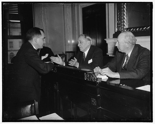 Treasury Chief before Senate Finance Committee. Washington, D.C., Mar. 14. Roswell Magill, Undersecretary of the Treasury, as he appeared before the Senate Finance Committee today, and told them that the House approved tax bill will not meet the governments revenue needs, Sen. William H. King, of Ut