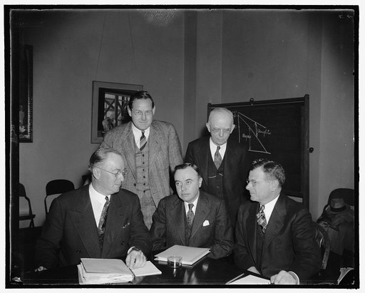 Employer and employee well represented as committee meets to consider minimum wage for textile workers. Washington, D.C., Oct. 11. Employer and employee members of the First Industry Committee under the new Wage-Hour Law met with Chairman Donald Nelson and Wage-hour Administrator Elmer Andrews today