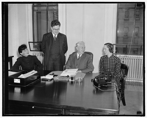 Special to the Monitor. The staff of the Cultural Relations Division at the State Dept., left to right; Luz Maria Roman, Dr. Richard Pattee, Dr. Ben. Cherrington, Martha Le May