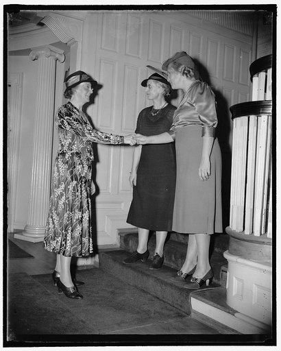 Left to right: Dr. Grace Hadow, Mrs. Fredrick E. Tryon, Mrs. Robert Olesen, 10/18/38