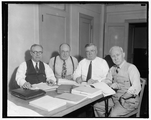 Group of 4 at R.R. hearing, 10/38