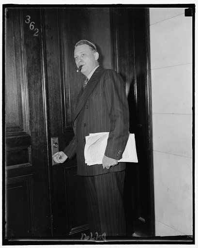 Opens for business as usual. Washington, D.C., Oct. 26. Despite President Roosevelt's rebuke yesterday of the House Committee investigating Un-American activities, Chairman Dies opened his Committee room as usual today for further hearing of witnesses, 10-26-38