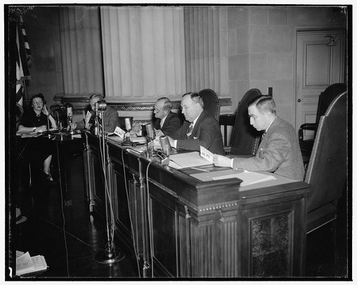 Conduct FCC hearings into alleged radio monopolies. Washington, D.C., Nov. 15. These three members are conducting the Federal Communications Commission investigation into the alleged monopolies in the radio industry. Left to right. Chairman Frank McNinch, Thad Brown, and Judge Eugene O. Sykes. The l