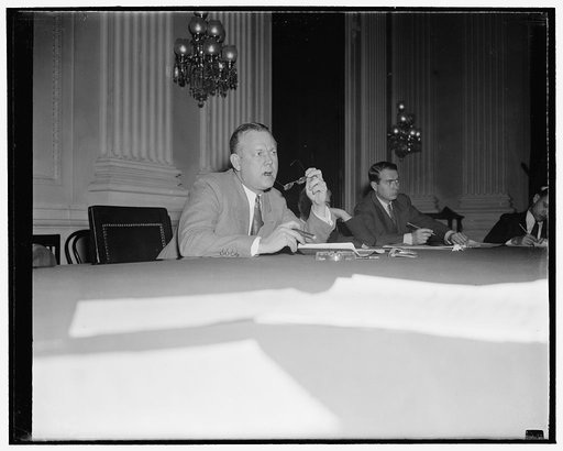 Ohio Solon presides at Dies committee hearing. Washington, D.C., Nov. 18. In the absence of Chairman Died, Rep. Harold G. Moiser of Ohio, presided at the hearing today of the House Committee Investigating Un-American Activities