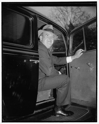N.Y. Rep-elect White House caller. Washington, D.C., Nov. 18. Rep.-elect James Fay of New York, who defeated John J. O'Conner, New Deal critic, leaving the White House today after a call on President Roosevelt