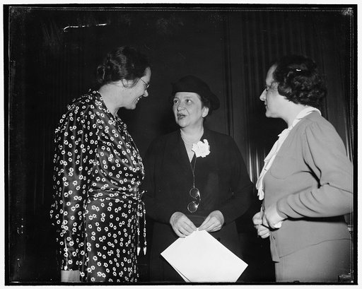 Clara M. Beyer, Miss Perkins, and Miss Perkins' secretary, Miss Jenkowitz, known to fellow workers as "Miss J"