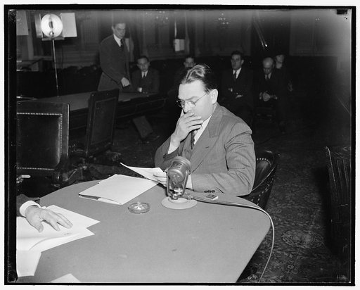 Before Dies committee. Washington, D.C., Dec. 1. Homer Martin, President of the Automobile Workers Union, as he appeared before the House Committee Investigating Un-American Activities