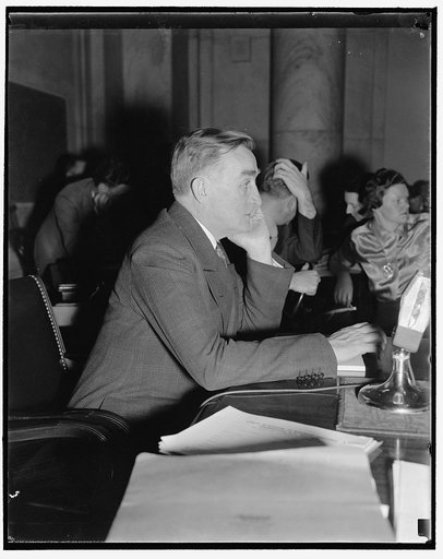 Co-chairman of monopoly committee. Washington, D.C., Dec. 3. Senator Joseph C. O'Mahoney, democrat of Wyoming, Chairman of the Joint Monopoly Committee, snapped as he presided at today's hearing at the Capitol