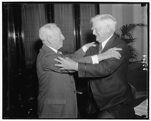 V.P. Garner extends warm hug of congratulations to Demo. Senator Carter Glass of Va. who will be celebrating his 81st birthday, 1/1939